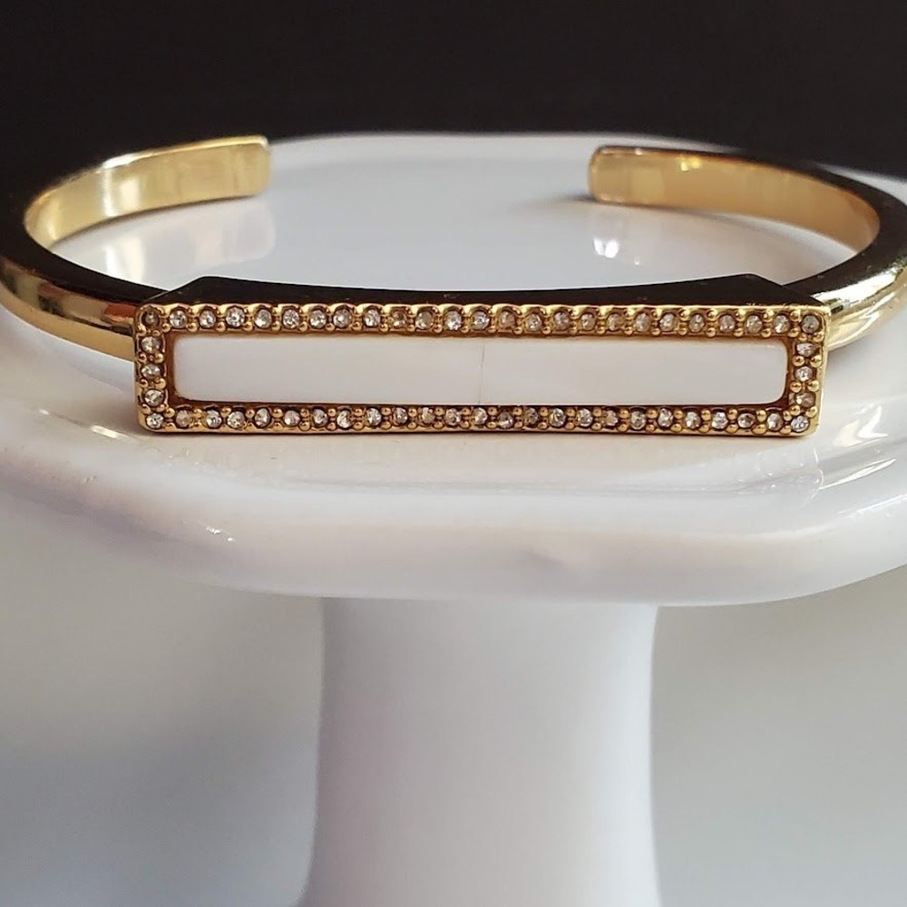 Kate Spade Understated Elegance Cuff Bracelet Mother of Pearl Gold Plate - Picture 5 of 8